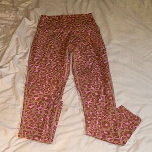 Aerie Pink and Brown Leopard Print Leggings